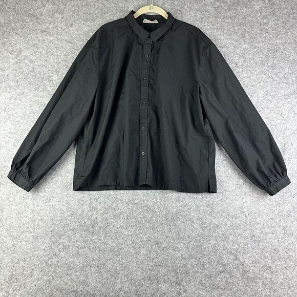 Everlane Button Down Organic Cotton Girlfriend Shirt Women 14 Black Boxy Minimal - Picture 1 of 12